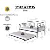 Christopher Knight Home Fox Twin Daybed with Trundle, Metal Sofa Bed Set, Rollaway Daybed Couch Bed Frame for Bedroom Living Room Guest Room, Elegant and Simple Style, Anti-Noise, Easy Assembly, White(Black)