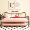 Christopher Knight Home Fox Twin Daybed with Trundle, Metal Sofa Bed Set, Rollaway Daybed Couch Bed Frame for Bedroom Living Room Guest Room, Elegant and Simple Style, Anti-Noise, Easy Assembly, White(Black)