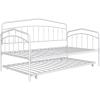 Christopher Knight Home Fox Twin Daybed with Trundle, Metal Sofa Bed Set, Rollaway Daybed Couch Bed Frame for Bedroom Living Room Guest Room, Elegant and Simple Style, Anti-Noise, Easy Assembly, White(White)