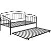 Christopher Knight Home Fox Twin Daybed with Trundle, Metal Sofa Bed Set, Rollaway Daybed Couch Bed Frame for Bedroom Living Room Guest Room, Elegant and Simple Style, Anti-Noise, Easy Assembly, White(Black)