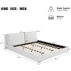 Christopher Knight Home Hazel King Size Bed Frame, Upholstered Platform Bed, Soft Boucle King Headboard, Removable Pillows Headboard, Wood Slats Bed, No Box Spring Needed, Easy Assembly, White