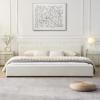 Christopher Knight Home MATA King Size Bed Frame, Fabric Upholstered Bedframe with Headboard, Wooden Bed Base with Wide-Edge Bedside, Easy Assembly, No Boxing Spring Needed, Beige(King Size)