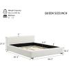 Christopher Knight Home MATA King Size Bed Frame, Fabric Upholstered Bedframe with Headboard, Wooden Bed Base with Wide-Edge Bedside, Easy Assembly, No Boxing Spring Needed, Beige(Queen Size)