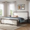 Christopher Knight Home Ruby King Size Platform Bed Frame, Ivory Boucle Fabric Upholstered Headboard and Footboard, Wood Bed Support and Slat, Fully Mattress Foundation, No Box Spring Needed, Gray(King)