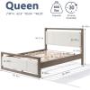 Christopher Knight Home Ruby King Size Platform Bed Frame, Ivory Boucle Fabric Upholstered Headboard and Footboard, Wood Bed Support and Slat, Fully Mattress Foundation, No Box Spring Needed, Gray(Queen)