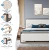 Christopher Knight Home Ruby King Size Platform Bed Frame, Ivory Boucle Fabric Upholstered Headboard and Footboard, Wood Bed Support and Slat, Fully Mattress Foundation, No Box Spring Needed, Gray(Queen)
