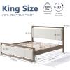 Christopher Knight Home Ruby King Size Platform Bed Frame, Ivory Boucle Fabric Upholstered Headboard and Footboard, Wood Bed Support and Slat, Fully Mattress Foundation, No Box Spring Needed, Gray(King)
