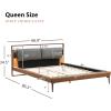 Christopher Knight Home Solis Queen Size Bed, Faux Leather Headboard, Upholstered Queen Headboard, Slats Panel Support Platform, No Spring Box Needed, Wood Leg Bed with Lamp, Easy Assembly Brown+Gray(Queen)