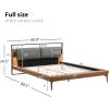 Christopher Knight Home Solis Queen Size Bed, Faux Leather Headboard, Upholstered Queen Headboard, Slats Panel Support Platform, No Spring Box Needed, Wood Leg Bed with Lamp, Easy Assembly Brown+Gray(Full)