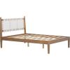 Christopher Knight Home Solis Queen Size Platform Bed, Woven Rope Headboard, Solid Wood Frame with Faux Leather Back, Slats Panel Support, Easy Assembly, No Box Spring Needed, 800 lbs Natural+White