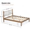 Christopher Knight Home Solis Queen Size Platform Bed, Woven Rope Headboard, Solid Wood Frame with Faux Leather Back, Slats Panel Support, Easy Assembly, No Box Spring Needed, 800 lbs Natural+White