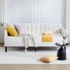 Christopher Knight Home Elena Twin Size Upholstered Daybed, Futon Sofa Bed Ribbed Tufted Backrest Lavish Modern Design, Couch Bed Frame for Bedroom Living Room Guest Room Apartment, Ivory Boucle(Beige Velvet)