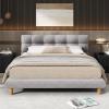 Christopher Knight Home Esme Full Size Upholstered Platform Bed Frame with Cookie-Shaped Headboard, Chenille Fabric Bed Frame, Wood Bed Support and Slat, No Box Spring Needed, Easy Assembly, Gray(Full)