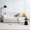Christopher Knight Home Flora Twin Size Upholstered Daybed with 2 Drawers, Futon Sofa Bed with Storage, Lavish Design Ribbed Tufted Backrest, Couch Bed Frame for Bedroom Living Room, Beige Velvet(Beige Velvet With 2 Drawers)