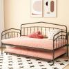 Christopher Knight Home Fox Twin Daybed with Trundle, Metal Sofa Bed Set, Rollaway Daybed Couch Bed Frame for Bedroom Living Room Guest Room, Elegant and Simple Style, Anti-Noise, Easy Assembly, White(Black)