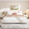 Christopher Knight Home Hazel King Size Bed Frame, Upholstered Platform Bed, Soft Boucle King Headboard, Removable Pillows Headboard, Wood Slats Bed, No Box Spring Needed, Easy Assembly, White