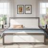 Christopher Knight Home Ruby King Size Platform Bed Frame, Ivory Boucle Fabric Upholstered Headboard and Footboard, Wood Bed Support and Slat, Fully Mattress Foundation, No Box Spring Needed, Gray(King)
