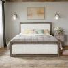 Christopher Knight Home Ruby King Size Platform Bed Frame, Ivory Boucle Fabric Upholstered Headboard and Footboard, Wood Bed Support and Slat, Fully Mattress Foundation, No Box Spring Needed, Gray(Queen)