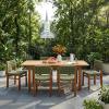 Christopher Knight Home Vikle 9-Piece Outdoor Dining Set Acacia Wood, Extendable Table with Umbrella Hole and 8 Wicker Chairs, Patio Dining Furniture Set for Garden/Backyard, Light Grey+Teak+Natural(Green+teak+natural)