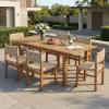 Christopher Knight Home Vikle 9-Piece Outdoor Dining Set Acacia Wood, Extendable Table with Umbrella Hole and 8 Wicker Chairs, Patio Dining Furniture Set for Garden/Backyard, Light Grey+Teak+Natural(Light Grey+teak+natural)