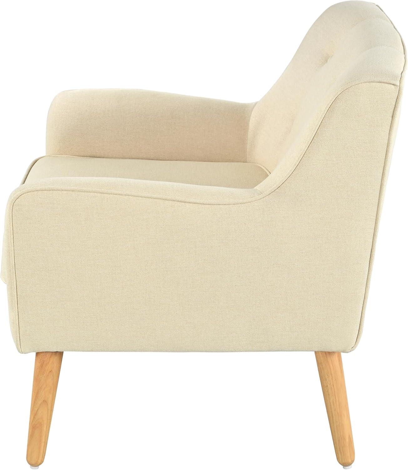 image:imageChristopher Knight Home Felicity MidCentury Modern Fabric Upholstered Accent Chair Wooden Living Room Club Chair Bedroom Comfy Reading Chair Navy BlueBeige