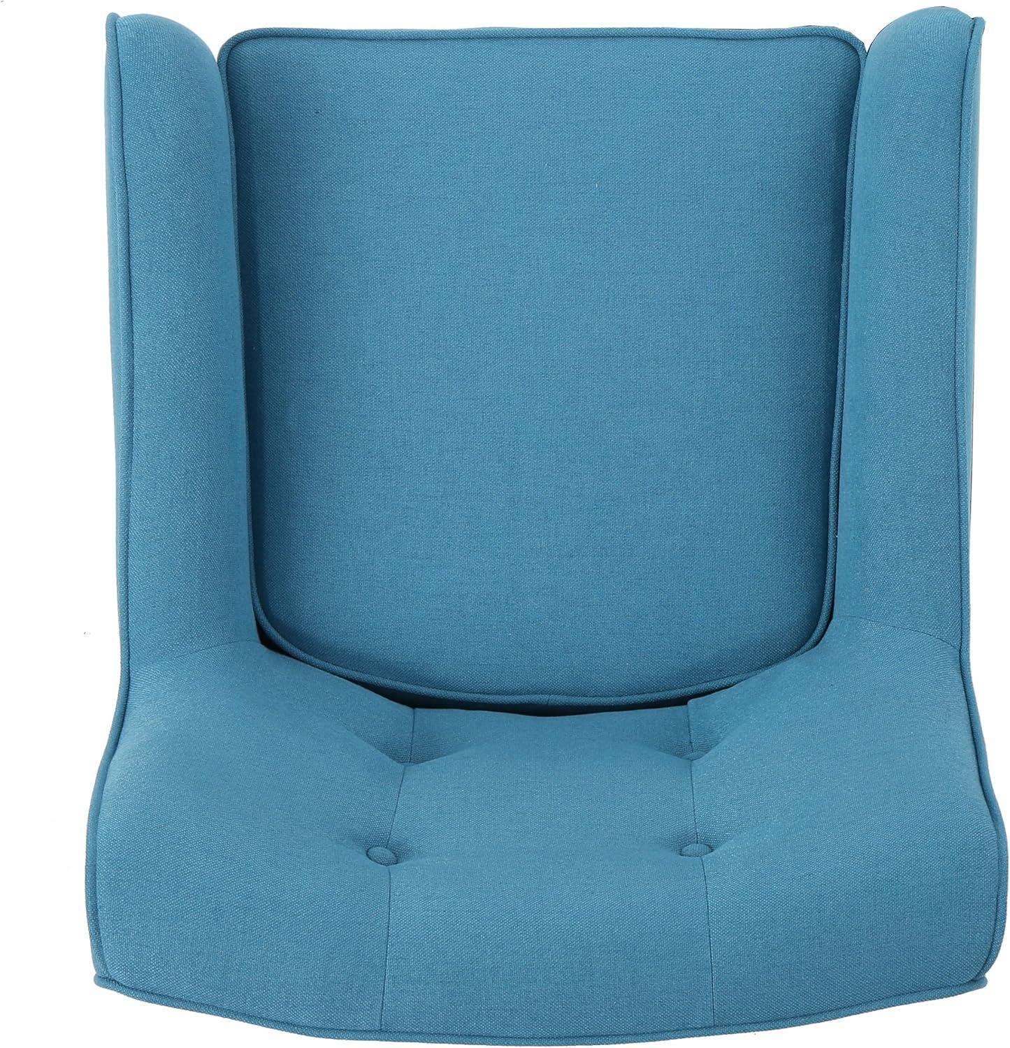 image:imageChristopher Knight Home Felicity MidCentury Modern Fabric Upholstered Accent Chair Wooden Living Room Club Chair Bedroom Comfy Reading Chair Navy BlueTeal