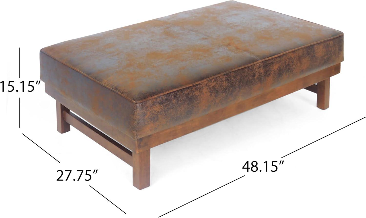 image:imageChristopher Knight Home Hillman PU Ottoman with Wood FrameRectangular Upholstered Footrest BenchNon Storage Faux Leather Ottoman Bench for Living Room Bedroom Entryway Home DecorBrownBrown Walnut