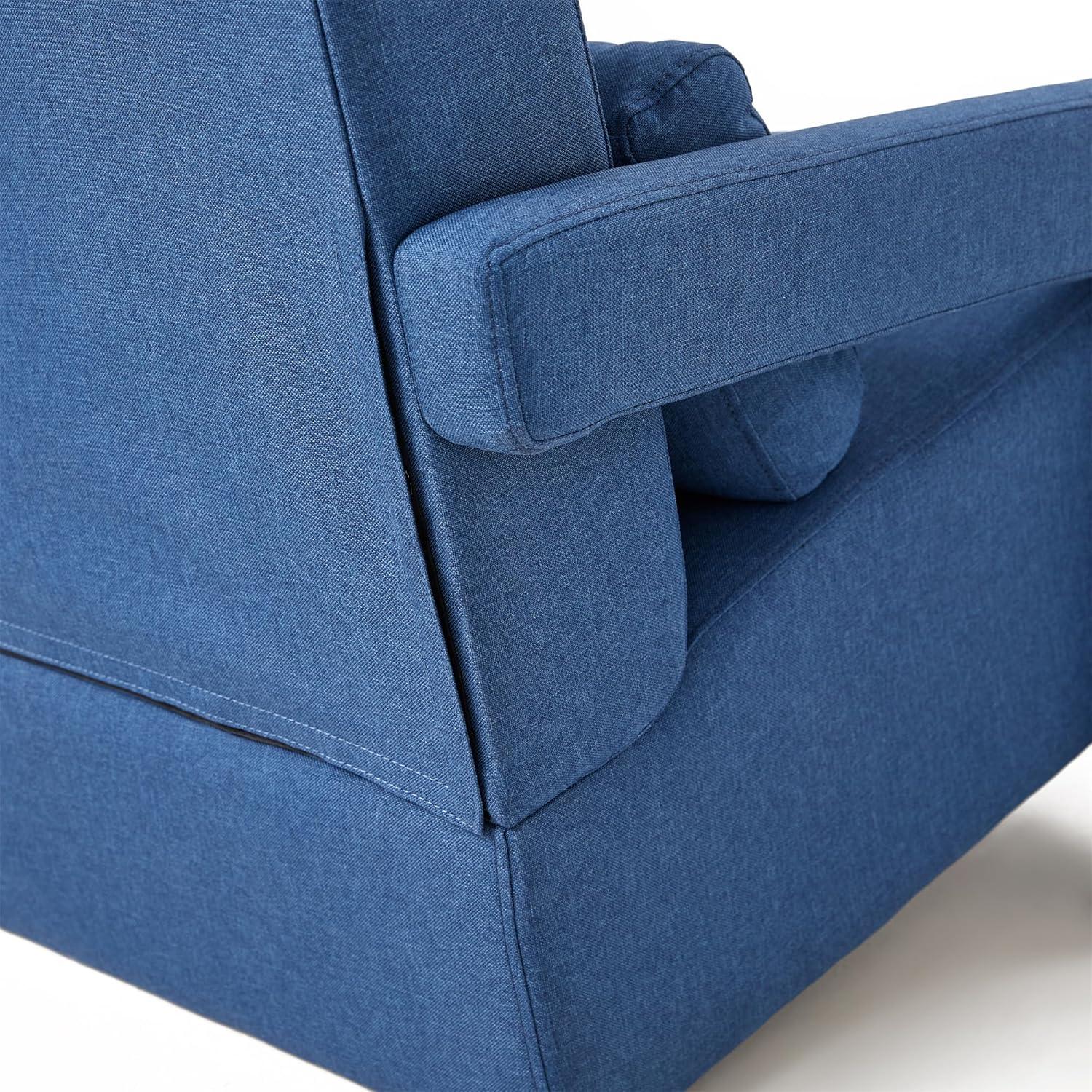 image:imageChristopher Knight Home Smyth Modern Armchair Upholstered Accent ChairMinimalist Lounge Chair Cozy Seating Chairwith Linen Fabric and a Pillow Bedroom Chair Navy BlueNavy Blue