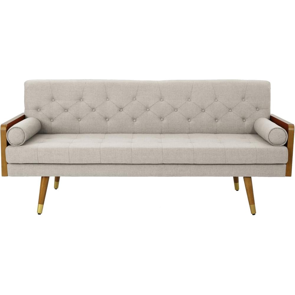 image:imageChristopher Knight Home Aidan Mid Century Modern Tufted Fabric Sofa BeigeSofa