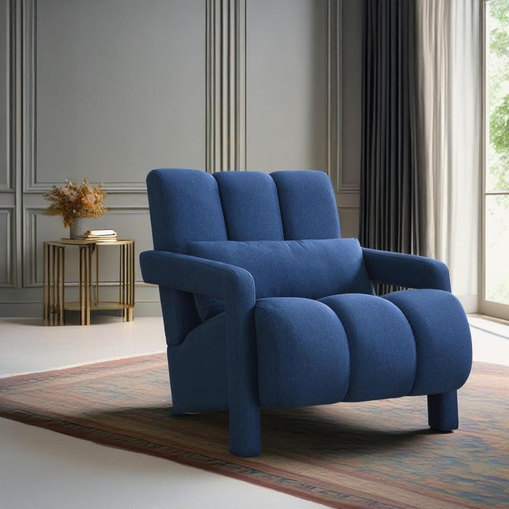 image:imageChristopher Knight Home Smyth Modern Armchair Upholstered Accent ChairMinimalist Lounge Chair Cozy Seating Chairwith Linen Fabric and a Pillow Bedroom Chair Navy BlueNavy Blue