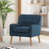 Christopher Knight Home Felicity Mid-Century Modern Fabric Upholstered Accent Chair, Wooden Living Room Club Chair, Bedroom Comfy Reading Chair, Navy Blue(Navy Blue)