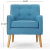 Christopher Knight Home Felicity Mid-Century Modern Fabric Upholstered Accent Chair, Wooden Living Room Club Chair, Bedroom Comfy Reading Chair, Navy Blue(Teal)