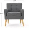 Christopher Knight Home Felicity Mid-Century Modern Fabric Upholstered Accent Chair, Wooden Living Room Club Chair, Bedroom Comfy Reading Chair, Navy Blue(Charcoal)