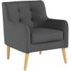 Christopher Knight Home Felicity Mid-Century Modern Fabric Upholstered Accent Chair, Wooden Living Room Club Chair, Bedroom Comfy Reading Chair, Navy Blue(Charcoal)