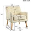 Christopher Knight Home Felicity Mid-Century Modern Fabric Upholstered Accent Chair, Wooden Living Room Club Chair, Bedroom Comfy Reading Chair, Navy Blue(Beige)