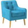 Christopher Knight Home Felicity Mid-Century Modern Fabric Upholstered Accent Chair, Wooden Living Room Club Chair, Bedroom Comfy Reading Chair, Navy Blue(Teal)
