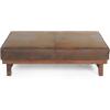 Christopher Knight Home Hillman PU Ottoman with Wood Frame,Rectangular Upholstered Footrest Bench,Non Storage Faux Leather Ottoman Bench for Living Room Bedroom Entryway Home Decor,Brown(Brown + Walnut)