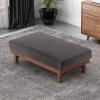 Christopher Knight Home Hillman PU Ottoman with Wood Frame,Rectangular Upholstered Footrest Bench,Non Storage Faux Leather Ottoman Bench for Living Room Bedroom Entryway Home Decor,Brown(Slate + Walnut)