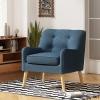 Christopher Knight Home Felicity Mid-Century Modern Fabric Upholstered Accent Chair, Wooden Living Room Club Chair, Bedroom Comfy Reading Chair, Navy Blue(Navy Blue)