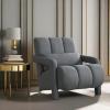 Christopher Knight Home Smyth Modern Armchair, Upholstered Accent Chair,Minimalist Lounge Chair, Cozy Seating Chair,with Linen Fabric and a Pillow, Bedroom Chair, Navy Blue(Dark Grey)
