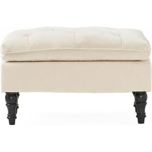 Christopher Knight Home Creme Tufted Fabric Ottoman, Cream