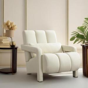 Christopher Knight Home Smyth Modern Armchair, Upholstered Accent Chair,Minimalist Lounge Chair, Cozy Seating Chair,with Linen Fabric and a Pillow, Bedroom Chair, Navy Blue(Beige)