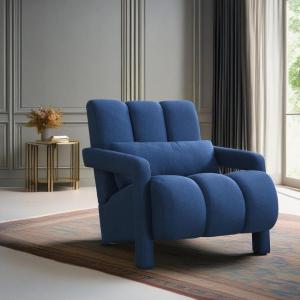 Christopher Knight Home Smyth Modern Armchair, Upholstered Accent Chair,Minimalist Lounge Chair, Cozy Seating Chair,with Linen Fabric and a Pillow, Bedroom Chair, Navy Blue(Navy Blue)