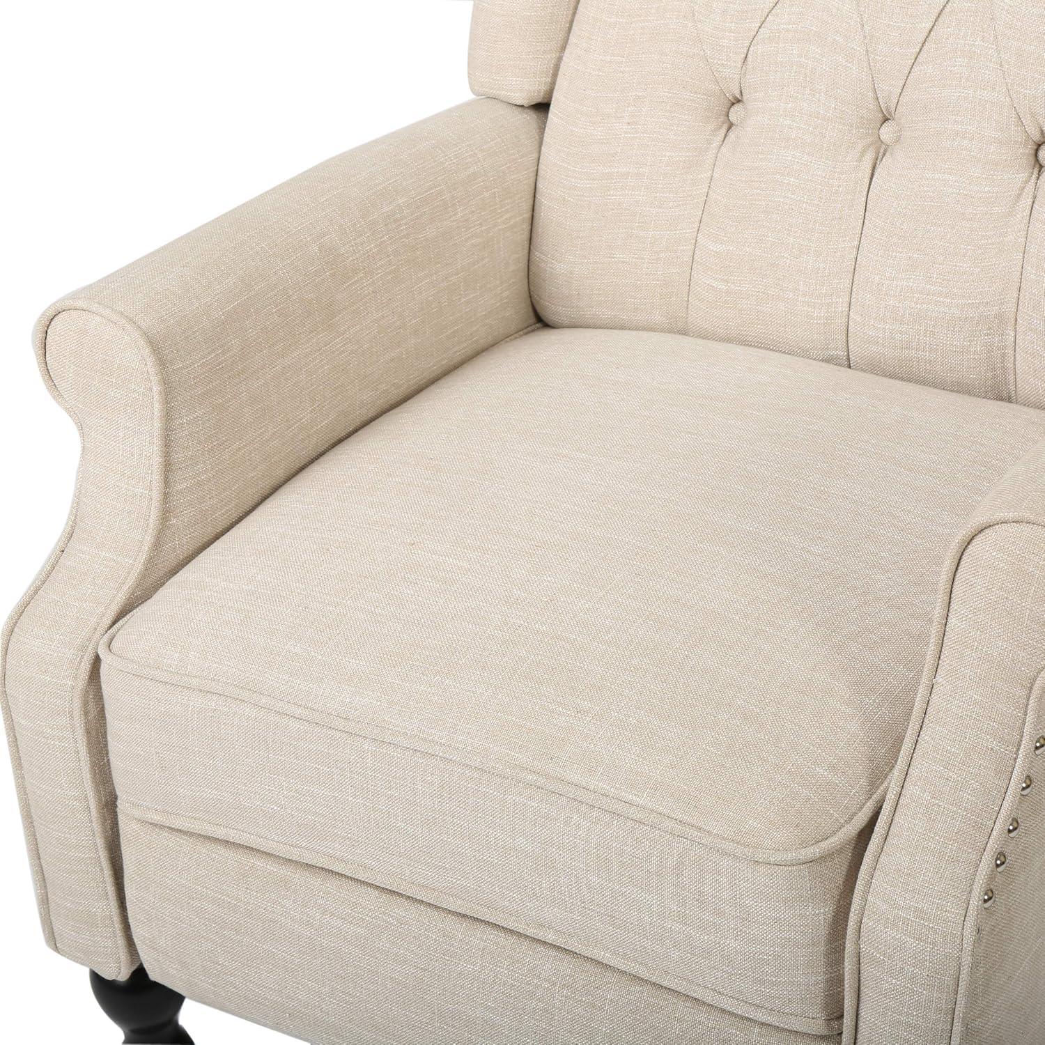 image:imageCHRISTOPHER KNIGHT HOME GDF Studio Elizabeth Tufted Fabric Recliner Vintage Reclining Reading Armchair Light BeigeGeometric