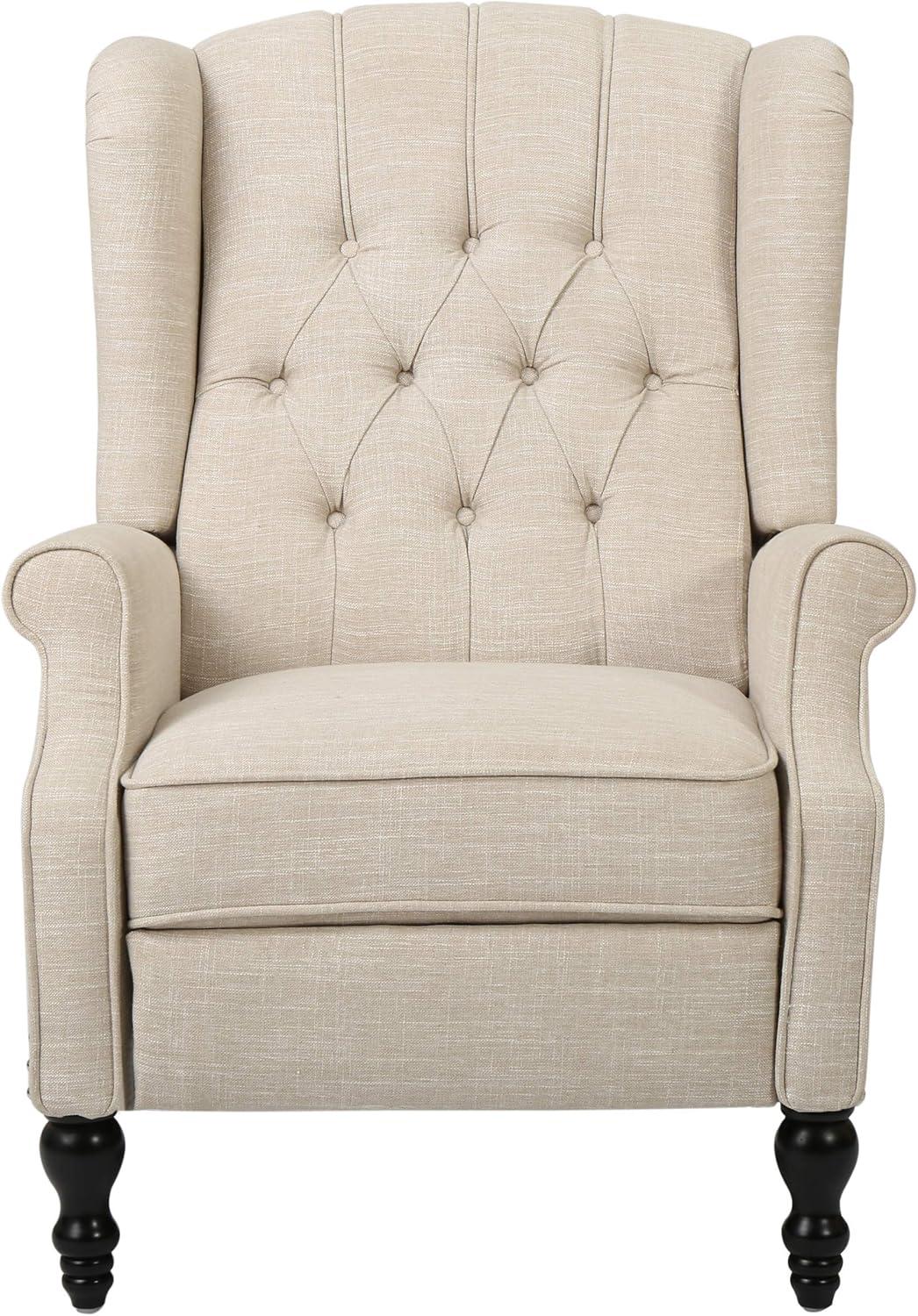 image:imageCHRISTOPHER KNIGHT HOME GDF Studio Elizabeth Tufted Fabric Recliner Vintage Reclining Reading Armchair Light BeigeGeometric