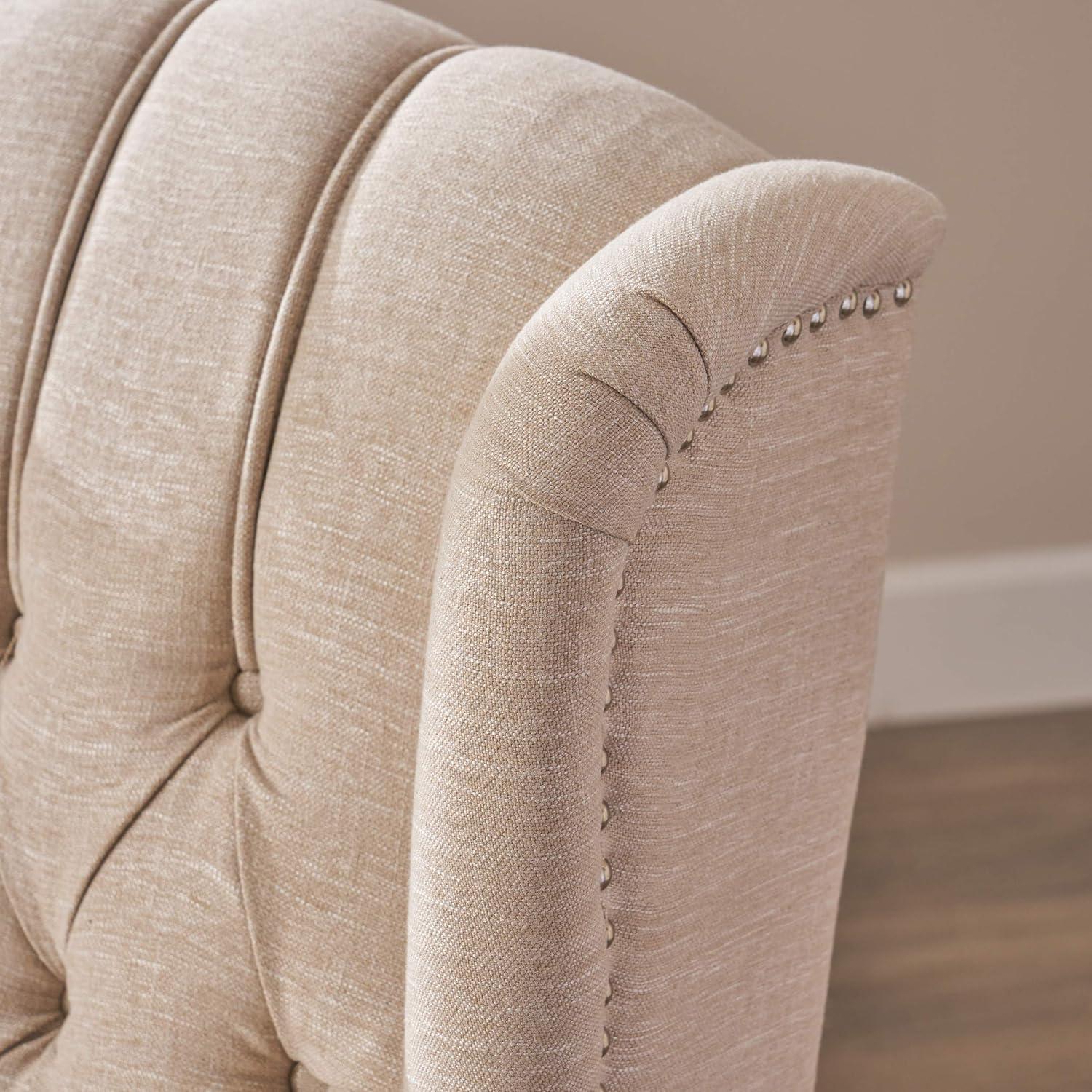 image:imageCHRISTOPHER KNIGHT HOME GDF Studio Elizabeth Tufted Fabric Recliner Vintage Reclining Reading Armchair Light BeigeGeometric