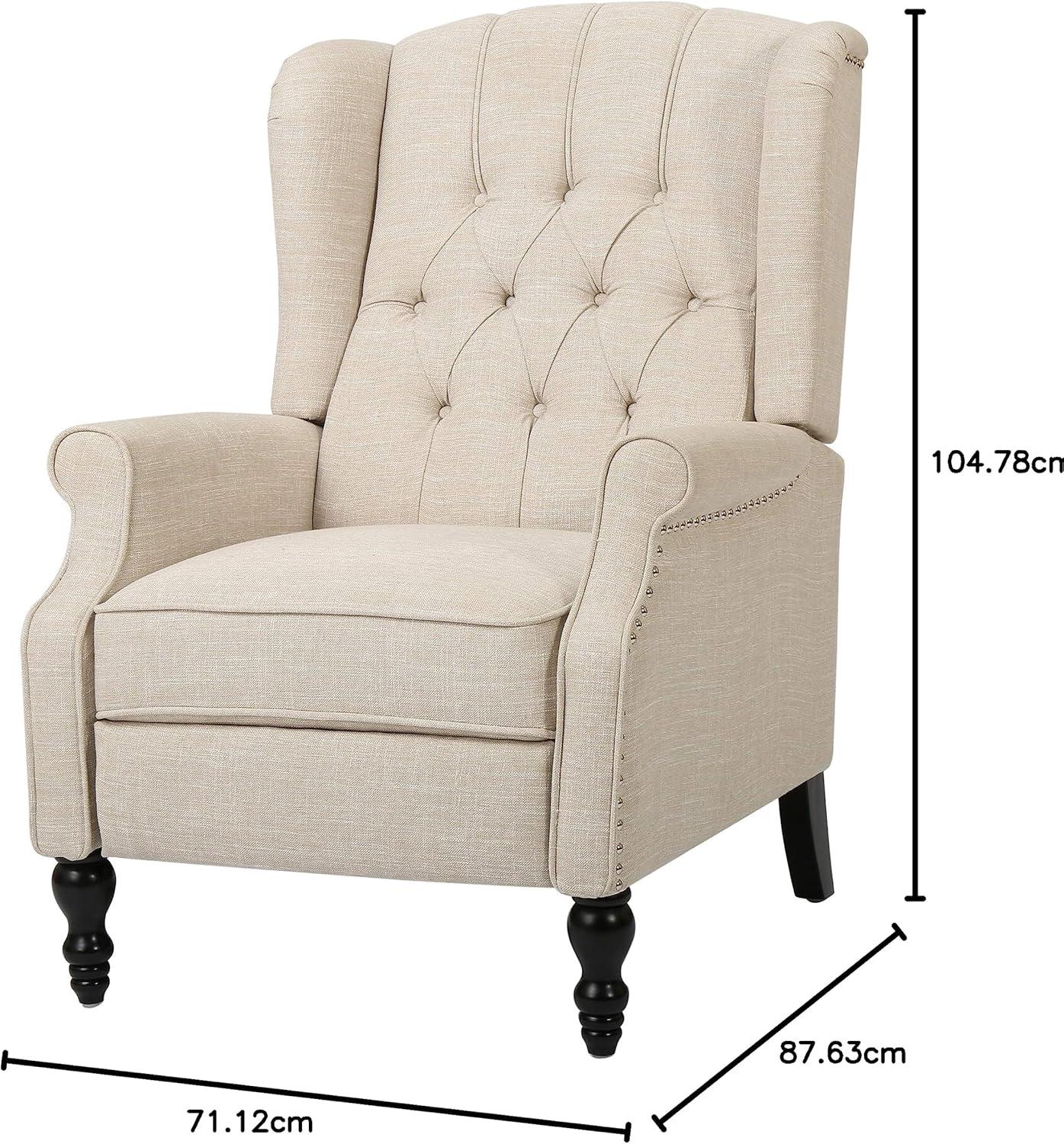 image:imageCHRISTOPHER KNIGHT HOME GDF Studio Elizabeth Tufted Fabric Recliner Vintage Reclining Reading Armchair Light BeigeGeometric