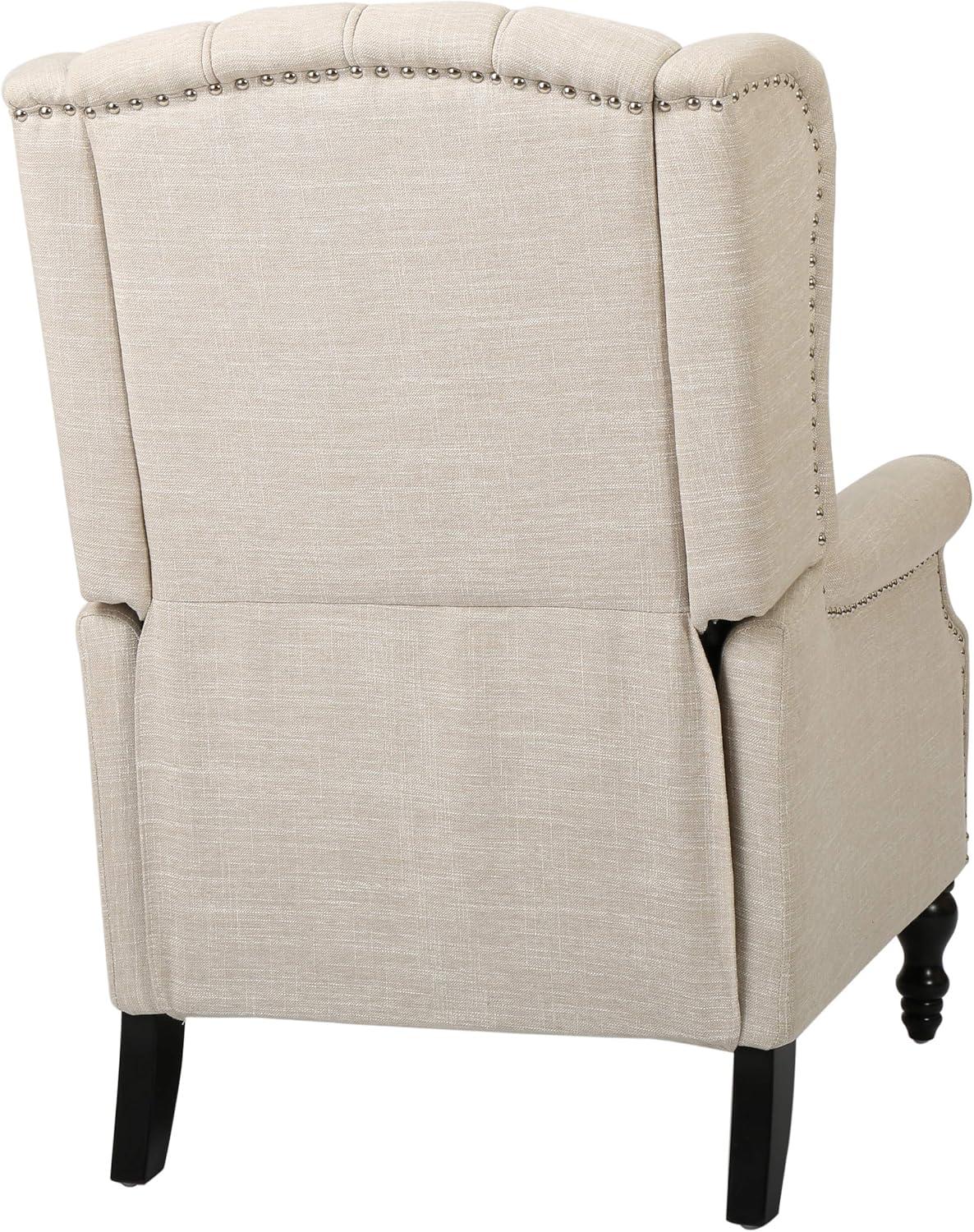 image:imageCHRISTOPHER KNIGHT HOME GDF Studio Elizabeth Tufted Fabric Recliner Vintage Reclining Reading Armchair Light BeigeGeometric