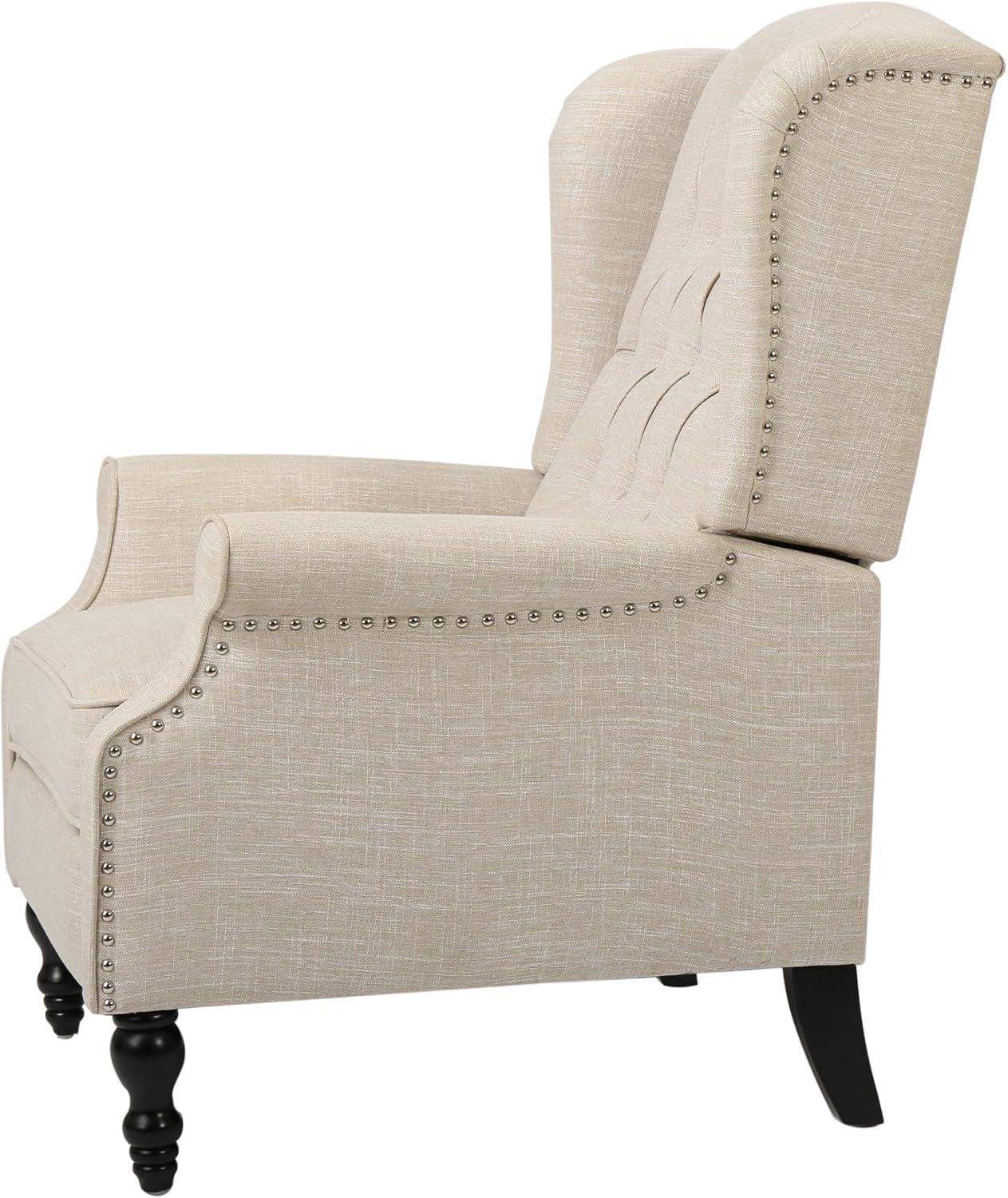 image:imageCHRISTOPHER KNIGHT HOME GDF Studio Elizabeth Tufted Fabric Recliner Vintage Reclining Reading Armchair Light BeigeGeometric