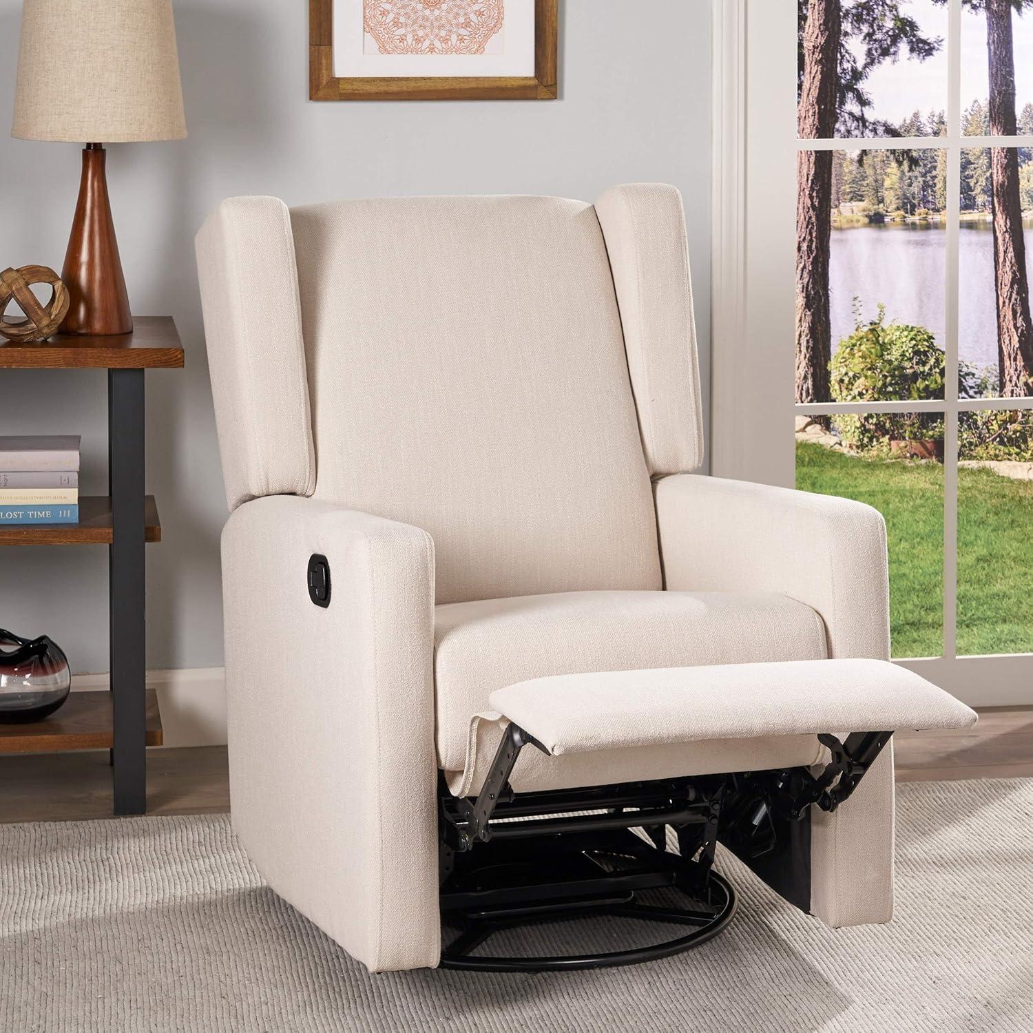 image:imageChristopher Knight Home Patricia Upholstered Swivel Recliner Blush BlackBeige Black
